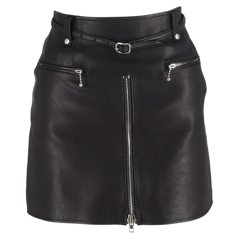 Geometric Short Skirts for Modern -Alexander Wang Zipped Mini Skirt in Black Leather