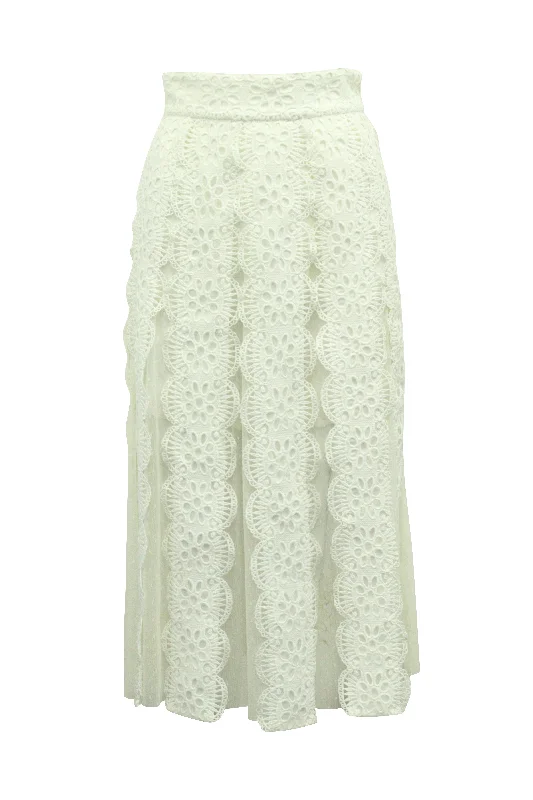 Layered Short Skirts for Fun -Maje Lace Maxi Skirt in Cream Polyester