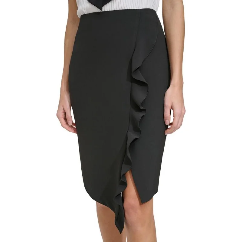 Wool Short Skirts for Warmth -Womens Pencil Skirt Asymmetrical