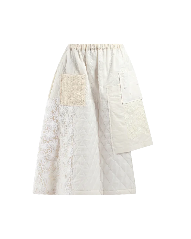 Lightweight skirts with airy fabric weave -Embroidered Asymmetric Skirt