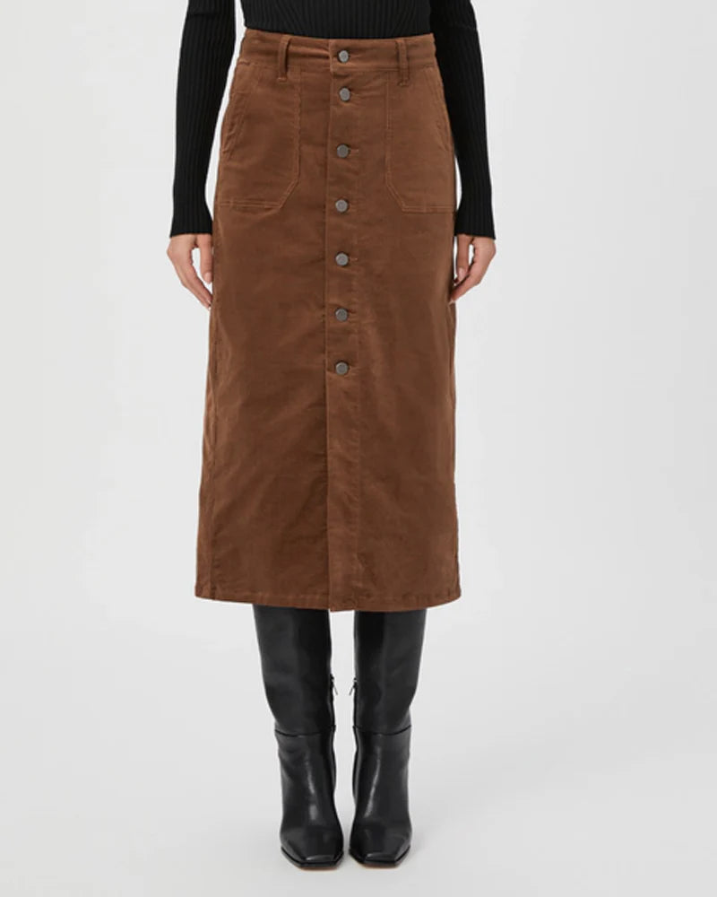 Soft linen skirts for gentle warm wear -PAIGE Meadow Midi Skirt in Maple