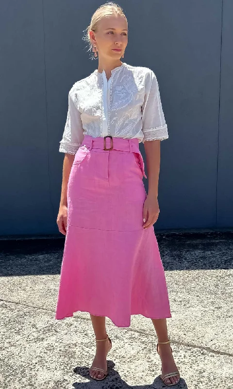 Casual skirts for relaxed weekend lounging -HOSS Century Linen Skirt - Pink