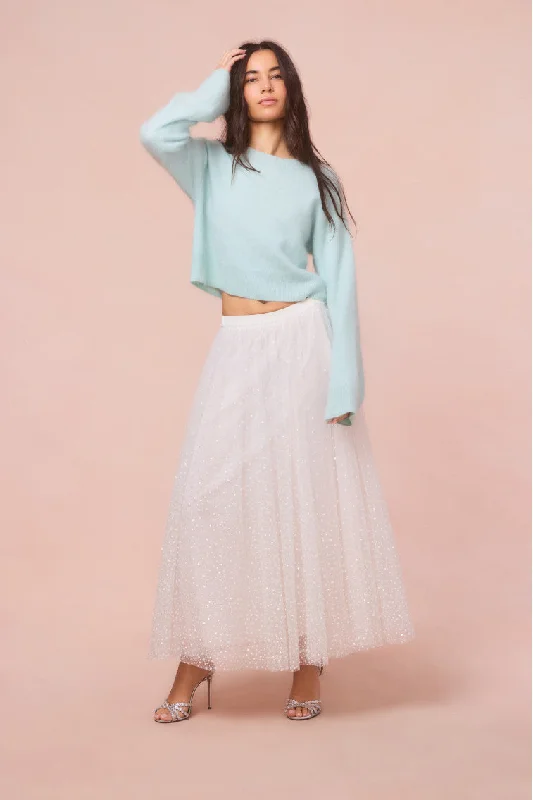 Cotton Long Skirts for Comfort -Wilona Glitter Tulle Maxi Skirt