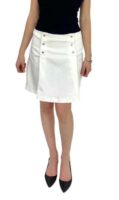 Soft linen skirts for gentle warm wear -A Line. Double Breasted Skirt. Stretch Canvas. Natural White.