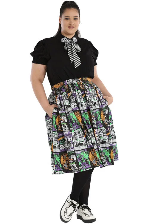 A-line mini skirts for fun flirty looks -Hell Bunny Be Afraid 50's Skirt