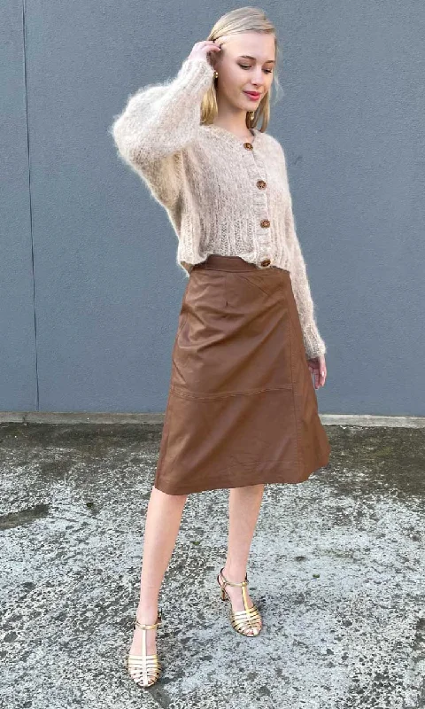 A-line midi skirts for balanced style -Hoss Caven Leather Skirt - Tobacco