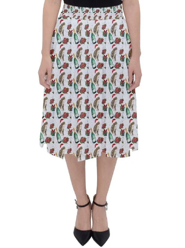 Cute mini skirts for trendy casual outings -Christmas Cats Midi Skirt