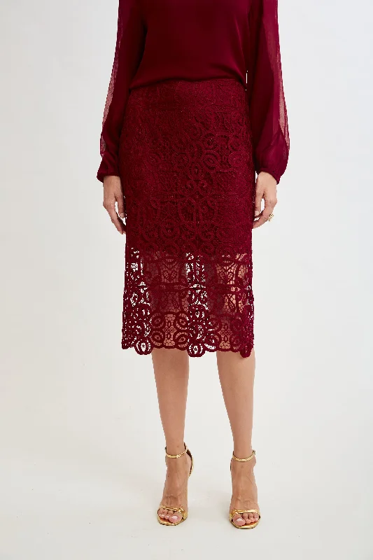 Lightweight skirts for warm season chic -Crochet Lace Midi Skirt