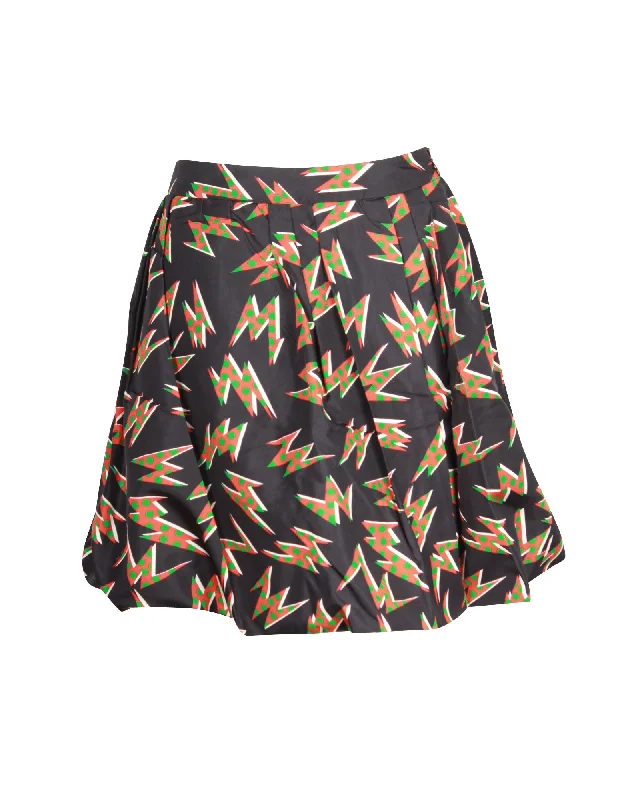 Abstract Short Skirts for Creative -Miu Miu Printed Mini Skirt in Black Silk