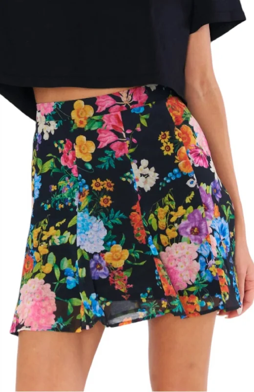 Gray Long Skirts for Subtle -Skater Mini Skirt In Floral