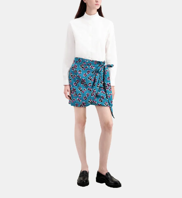 Lightweight skirts for warm season chic -Short Printed Wrap Skirt