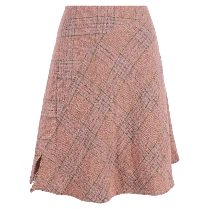 Gray Long Skirts for Subtle -Acne Studios A-Line Plaid Skirt in Pink Wool