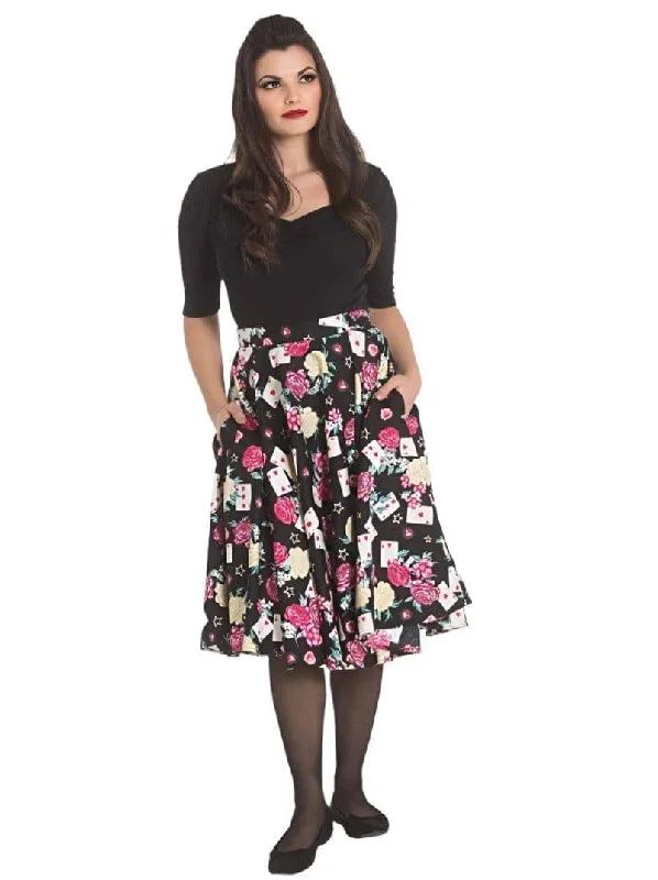 Patterned skirts for artistic standout appeal -HELL BUNNY QUEEN OF HEART 50'S SKIRT