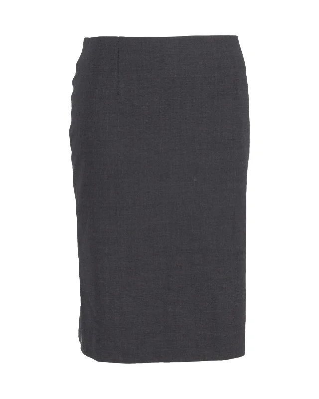 Spandex Long Skirts for Fit -Theory Pencil Skirt in Grey Cotton