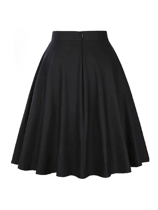 Classic black skirts for versatile outfit pairing -Flared Skirt [IN STOCK]