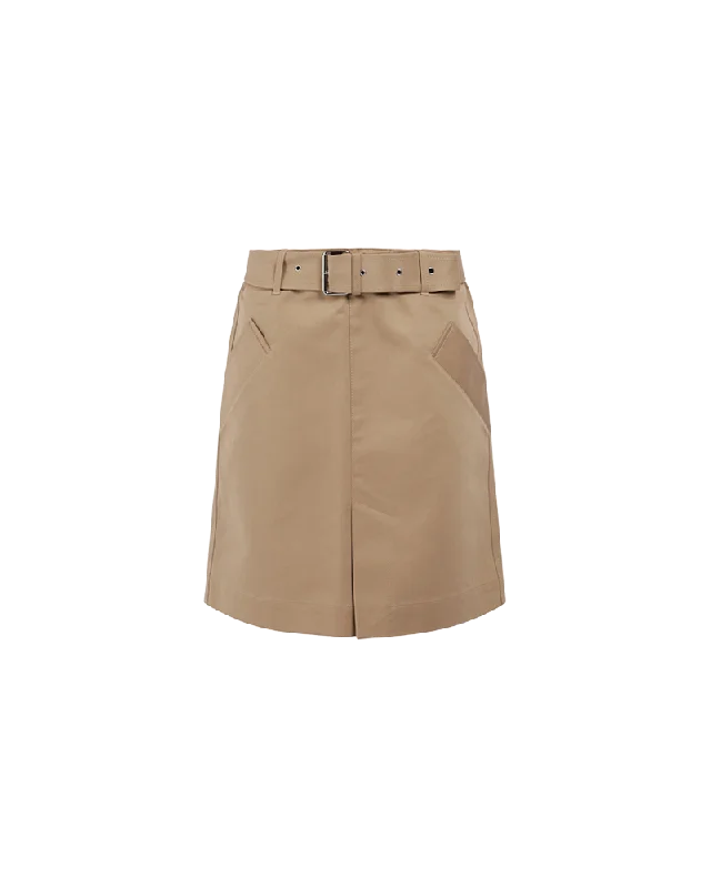 High-waisted skirts with button front detail -Cotton Trench Skirt