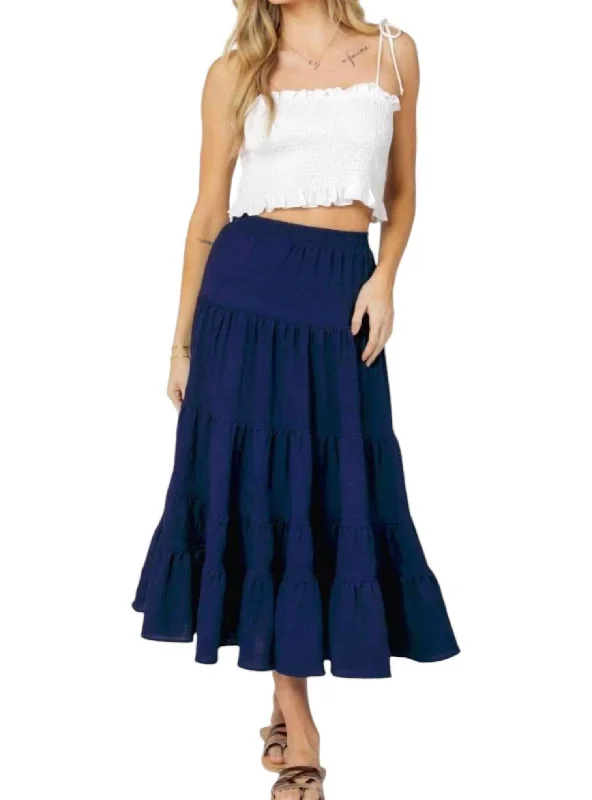 Wool Short Skirts for Warmth -Boho Skirt In Navy