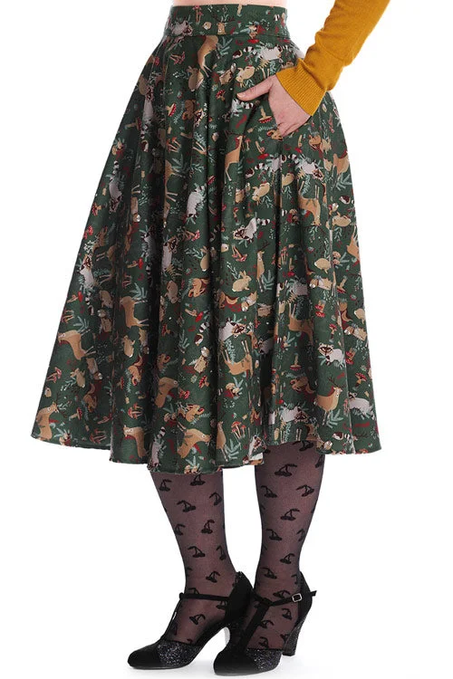 Wrap skirts with tie-front detail charm -Banned Woodland Creatures Swing Skirt Raccoons Deer Mushrooms