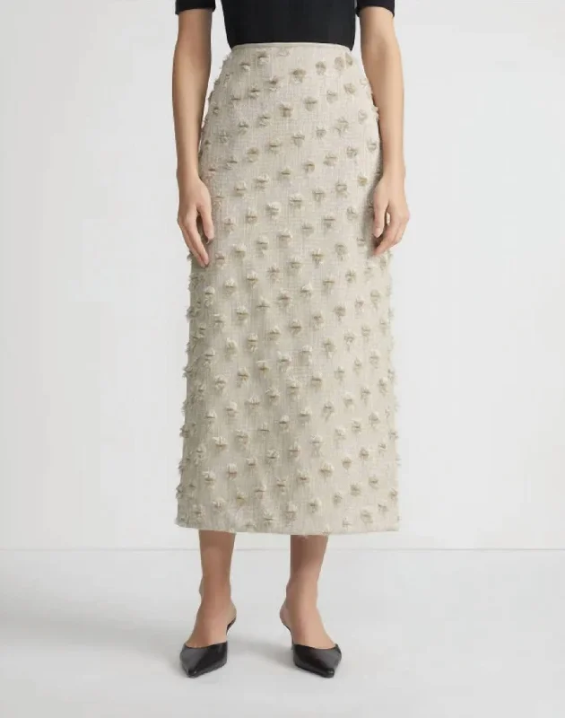 Straight Long Skirts for Classic -Fringed Dot Jacquard Pencil Skirt In Plaster Iridescent