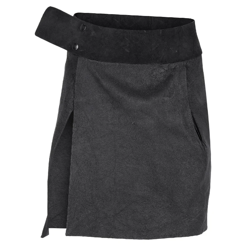 Long Skirts for Business Meeting -Rick Owens FW10 Gleam Mini Skirt in Black Leather