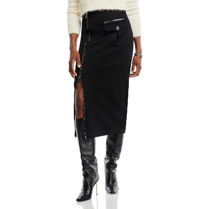 Wrap Short Skirts for Adjustable -Womens Pintuck Mid Calf Pencil Skirt