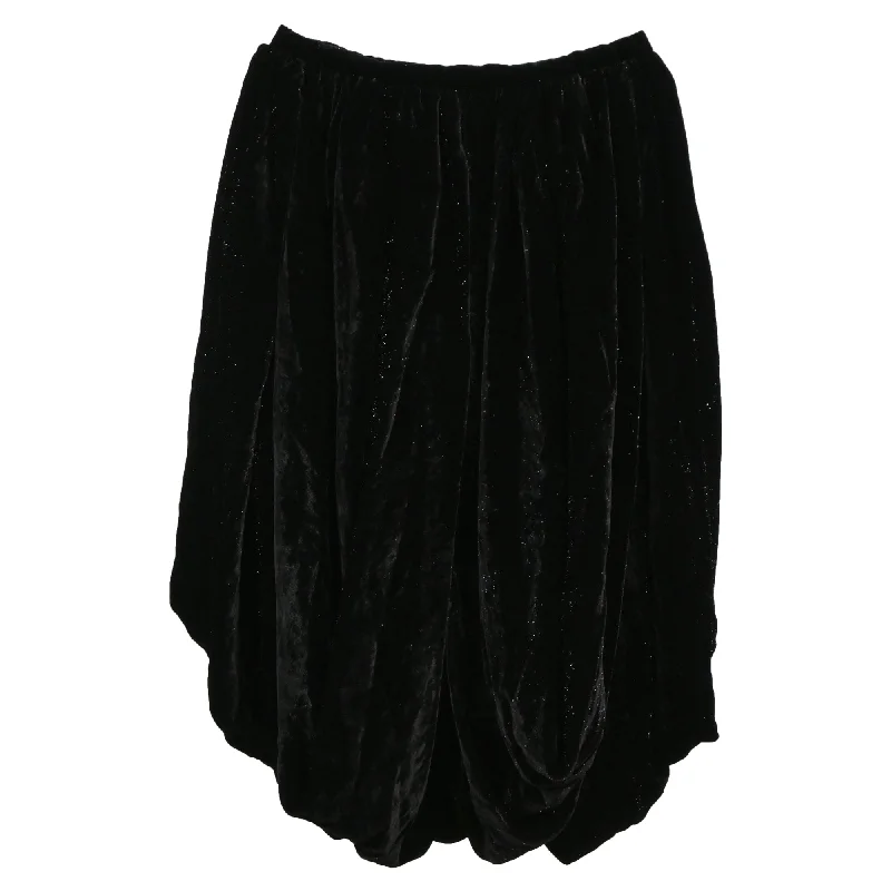 Polyester Short Skirts for Durable -Alaïa Mini Asymmetrical Glittered Balloon Skirt in Black Velvet