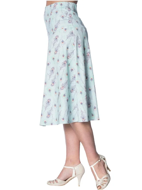 A-line skirts for flattering timeless silhouettes -PEACOCK A-LINE SKIRT