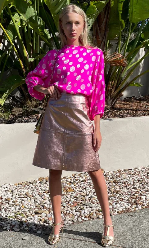 Patterned skirts with bold stripe accents -Hoss Leather Michelle Rose Gold Skirt