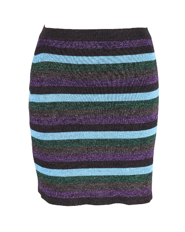 A-line Short Skirts for Flattering -Miu Miu Glitter Knit Mini Skirt in Multicolor Viscose