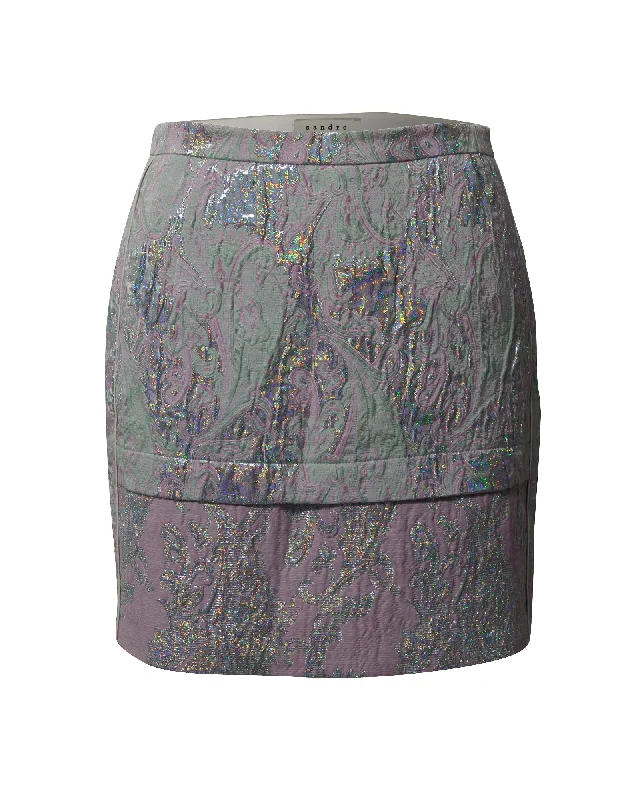 Layered Short Skirts for Fun -Sandro Paris Jacquard Mini Skirt in Multicolor Polyester